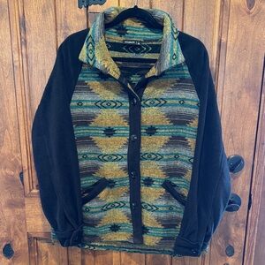 Stylish Aztec Pattern Cardigan - Black and Green